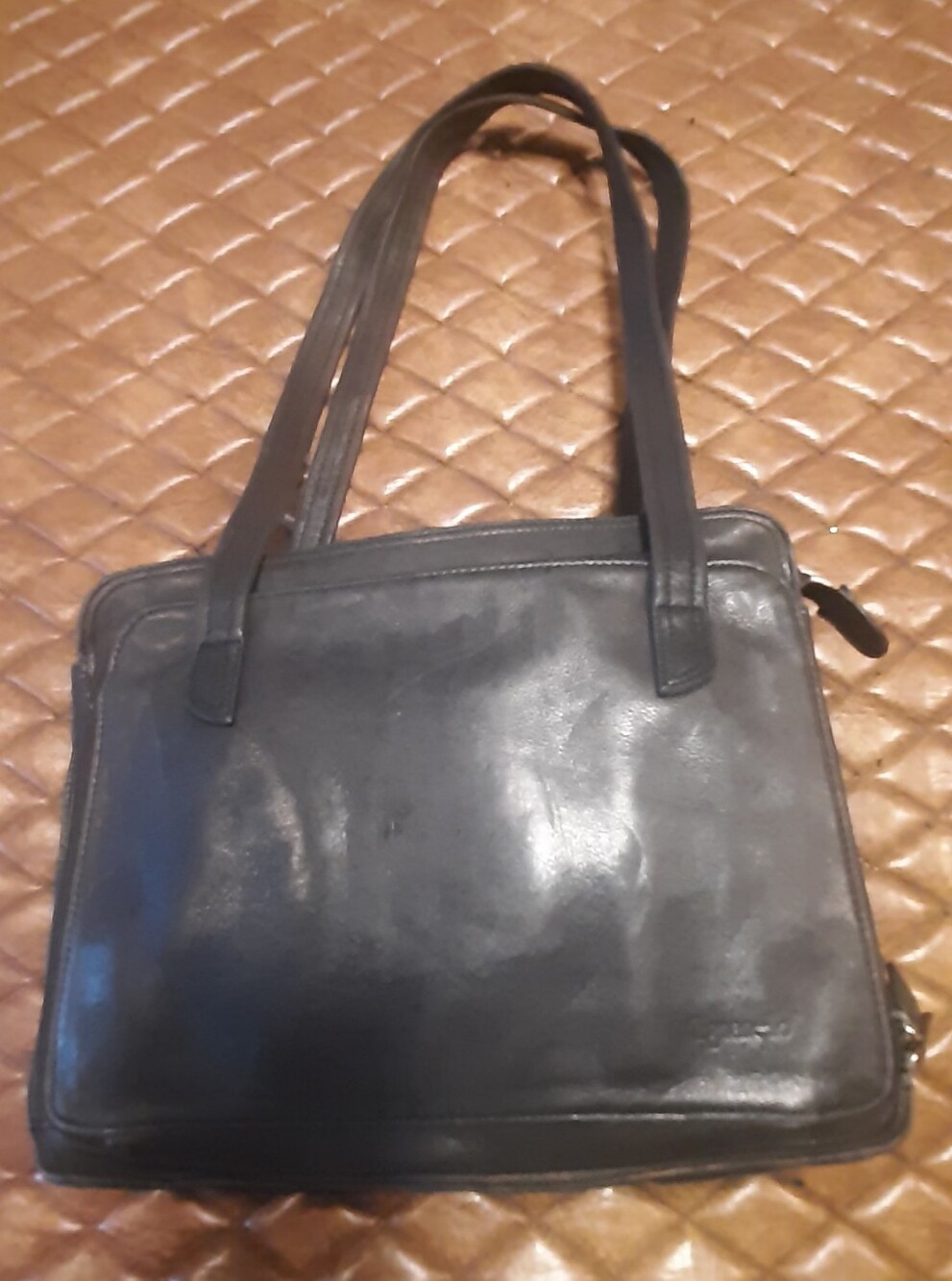 Classic Black Leather Tignanello Tote Bag - Women's Shoulder Handbag